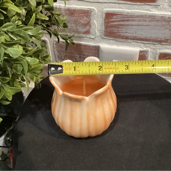 “3/$15” - Ceramic Crafted Candle Holder With Candle - Never Lit - Orange & White - Picture 7 of 8